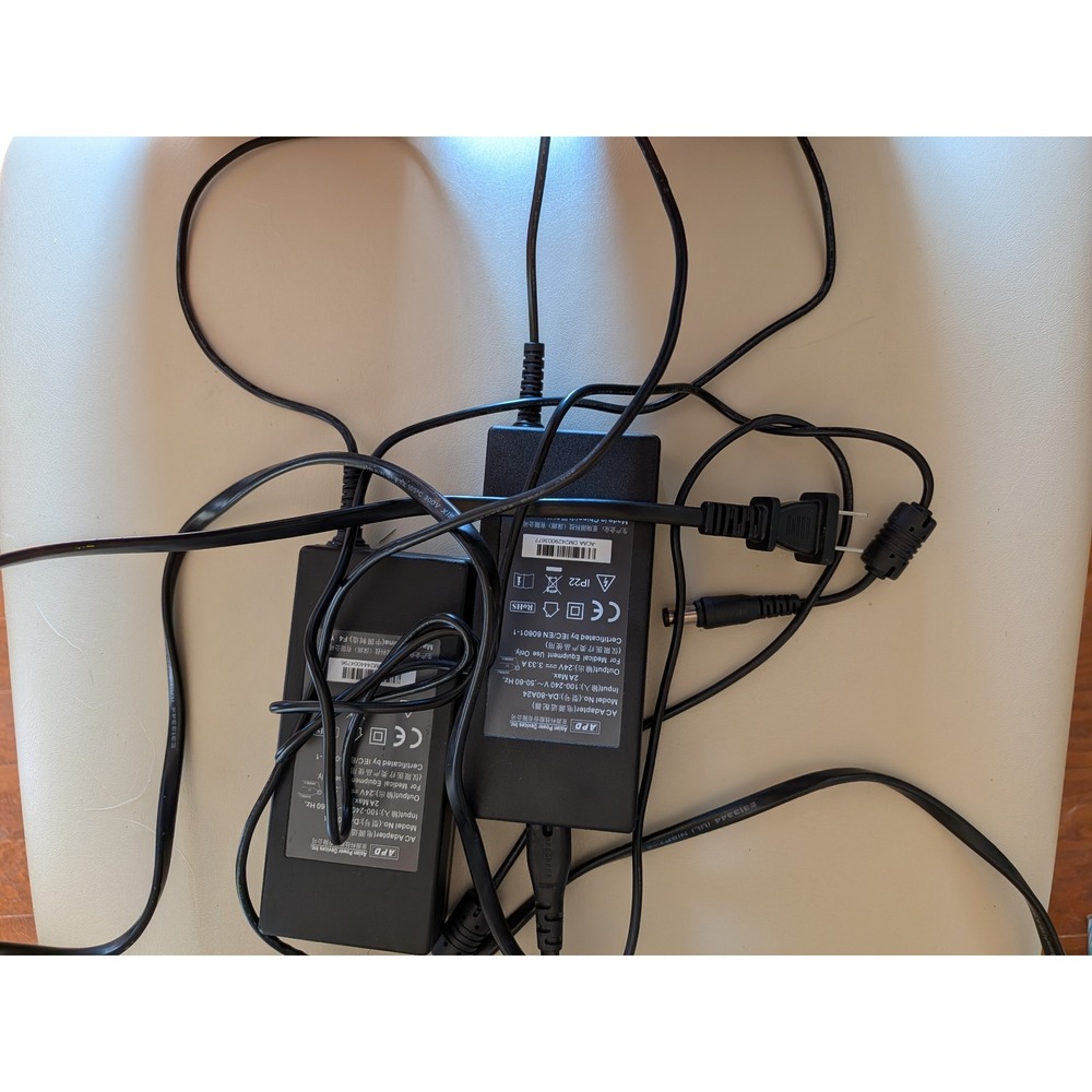 Lot of 2 APD DA-80A24 AC Adapter 24V 3.33A Medical Power Supply 80W Black